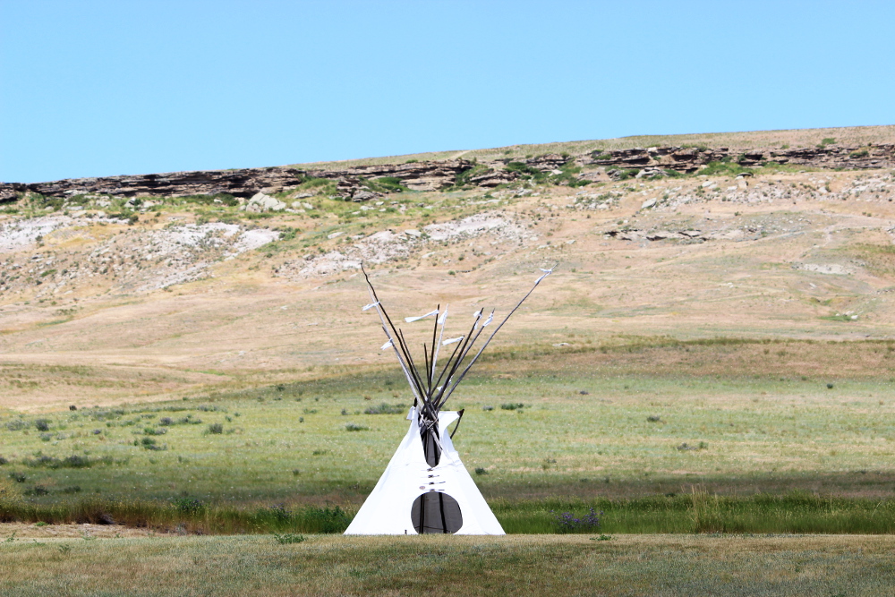 First Peoples Buffalo Jump Cliffs with Tepee