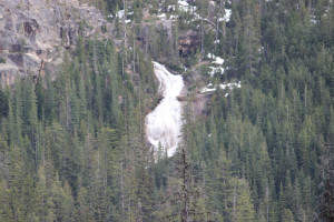 Waterfalls from the melting snow